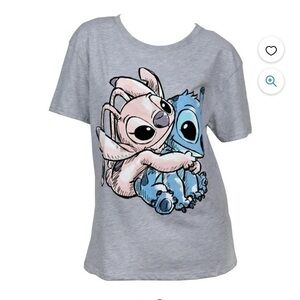 Disney Lilo and Stitch Angle Hugging Stitch Tee Top T-Shirt Grey Blue Pink Large